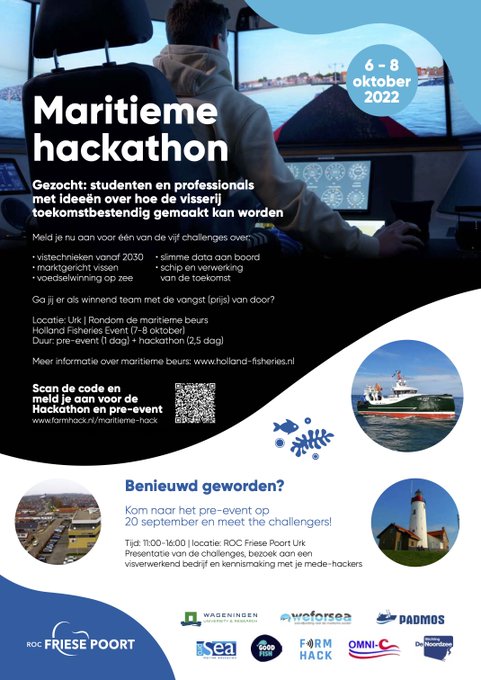 💙🐟 de Maritieme Hackathon (6-8okt.)!! Pieke Molenaar van <a href="/WURMarine/">WUR Marine</a> is Challenger #1: "Hoe kunnen we vissen op tong, schol en garnaal met minimale energieverbruik, zo selectief mogelijk en met minimale bodemberoering?" > farmhack.nl/maritieme-hack/ 🐟🐡🪝🛰️