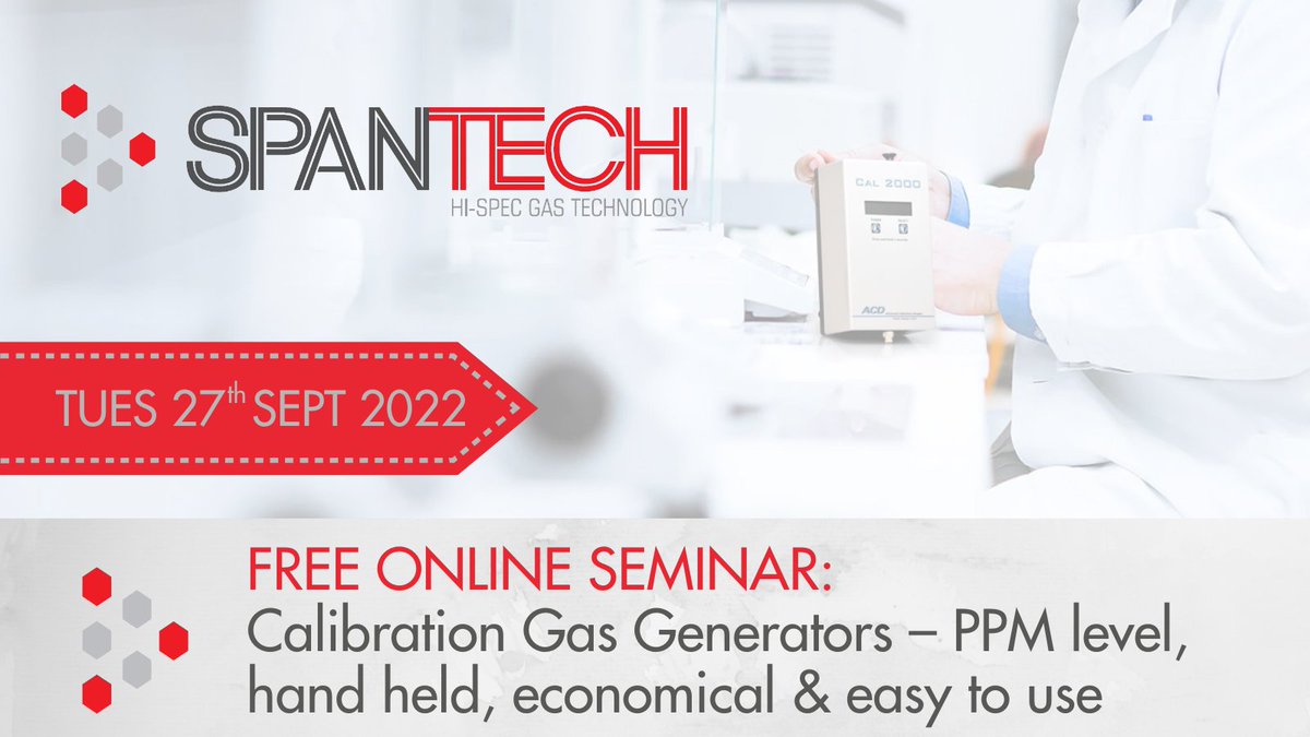 SpantechProduc1's tweet photo. SPANTECH are pleased to announce our latest FREE online technical seminar. Find our more &amp; register here: https://t.co/BjTJ8LSwgS

#gasgenerators #gascalibration #interchangablegases #calibrationgas #calibrationgenerators #gasdetection #gasoutputs #gassafety #gastech https://t.co/1YItAxs5wZ