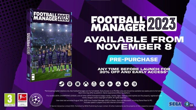 Bechellii_'s tweet photo. Football Manager 2023 will be released on 8th November. Best get my annual leave booked! https://t.co/abCBgZmiZ0 #FM23 https://t.co/qFU3BazERJ
