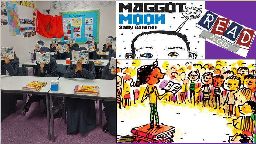 edengirlsslough's tweet image. 9A are fully engaged with their PM registration 'Read Aloud' text Maggot Moon by Sally Gardner. Pupils rush from lunch to begin reading with their form tutor. #ReadAloud #MaggotMoon #PupilDevelopment