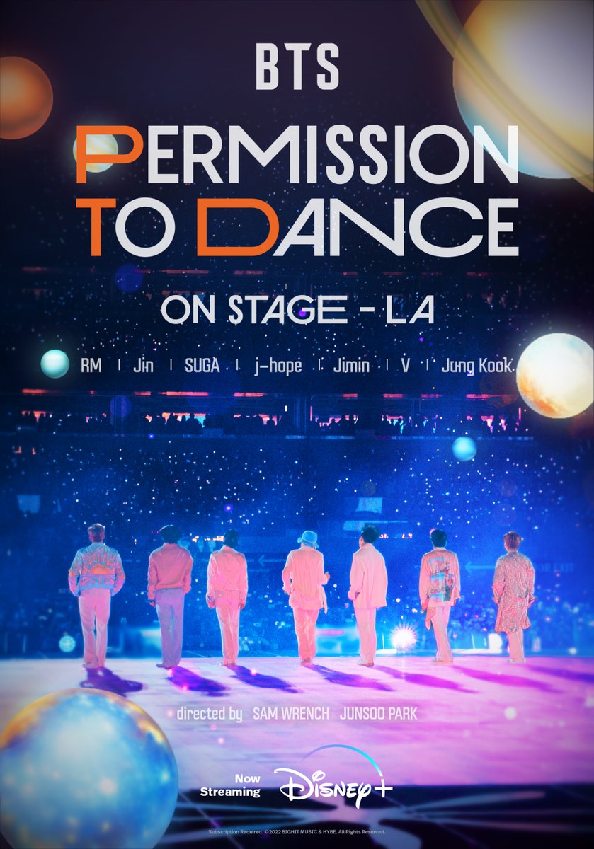 WaltDisneyCo's tweet photo. The #DisneyPlusDay content lineup features over a dozen exciting global premieres, including the surprise release of the electrifying concert film "#BTS: PERMISSION TO DANCE ON STAGE – LA" and a special sneak peek at #Andor: https://t.co/9lhEagDgaB https://t.co/2DqlsetK8h