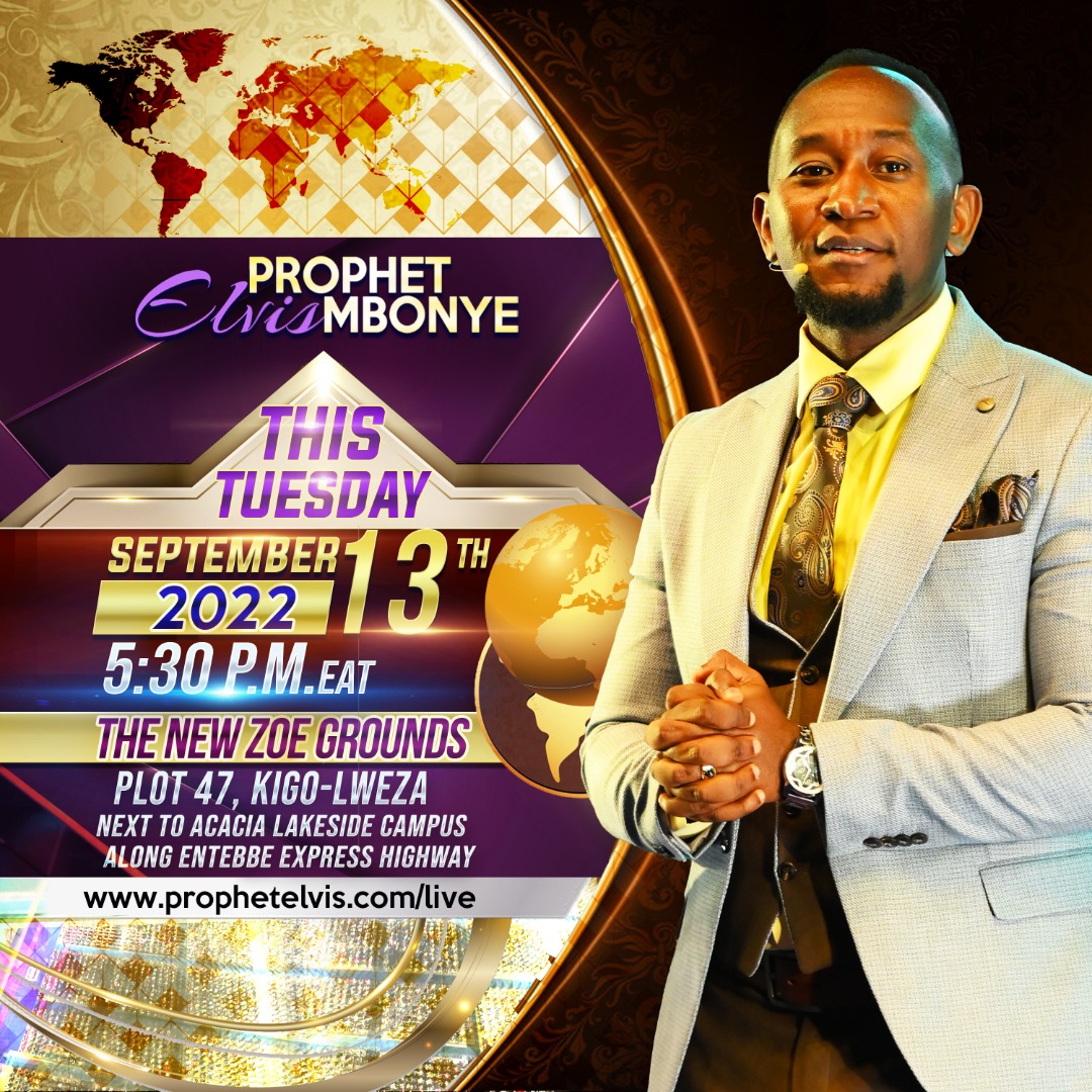 Prophet_elvis's tweet photo. Prophet Elvis Mbonye this Tuesday September 13, 2022 5:30 pm at the New Zoe Grounds next to acacia lakeside campus. 
#ProphetElvisMbonye https://t.co/DIJ1RPEPPx