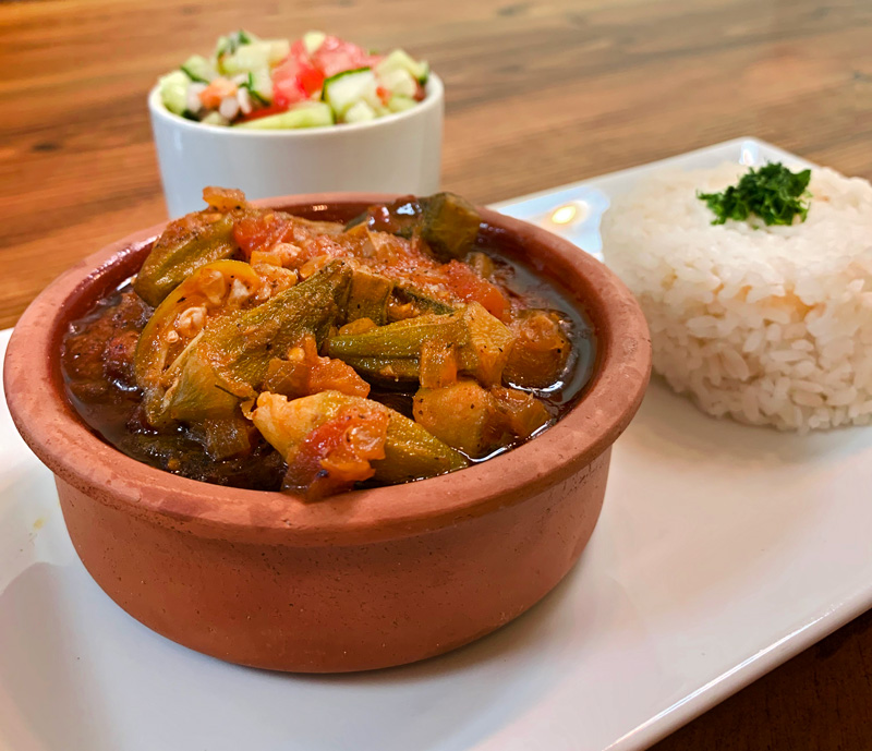 margoWeb's tweet image. What&apos;s Cookin: This Week&apos;s Dinner Special : Okra Casserole with tomato sauce served with rice and Balady Salad - PreOrder packages of Chef Sawsan&apos;s Sesame cookies and biscotti plus her balady bread - mailchi.mp/15c0229f85f2/k…