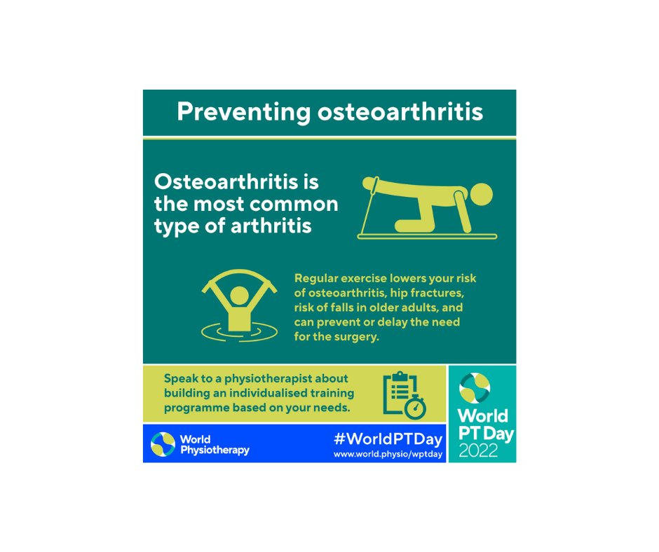 CarmichaelClini's tweet image. World PT Day 2022 Preventing Osteoarthritis
#Physio #knutsford #GP's #podiatrists