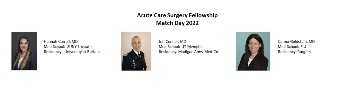 Wake Acute Care Surgery (@wakeacs) on Twitter photo Welcome to the <a href="/WakeACS/">Wake Acute Care Surgery</a> family to our new incoming ACS/Trauma fellows! <a href="/traumadoctors/">AAST</a> <a href="/EAST_TRAUMA/">EAST</a> <a href="/NCSurgeons/">NC - ACS</a> <a href="/WakeSurgEd/">WFSM-Surgery Education</a> <a href="/SURGCC/">SCCPDS</a>
Hannah Carroll <a href="/UBSurgery/">Department of Surgery | University at Buffalo</a>
Jeff Conner <a href="/MadiganSurgery/">MadiganSurgery</a>
Carma Goldstein <a href="/NJMSDeptSurgery/">Rutgers NJMS,Surgery</a> Welcome to the <a href="/WakeACS/">Wake Acute Care Surgery</a> family to our new incoming ACS/Trauma fellows! <a href="/traumadoctors/">AAST</a> <a href="/EAST_TRAUMA/">EAST</a> <a href="/NCSurgeons/">NC - ACS</a> <a href="/WakeSurgEd/">WFSM-Surgery Education</a> <a href="/SURGCC/">SCCPDS</a>
Hannah Carroll <a href="/UBSurgery/">Department of Surgery | University at Buffalo</a>
Jeff Conner <a href="/MadiganSurgery/">MadiganSurgery</a>
Carma Goldstein <a href="/NJMSDeptSurgery/">Rutgers NJMS,Surgery</a>