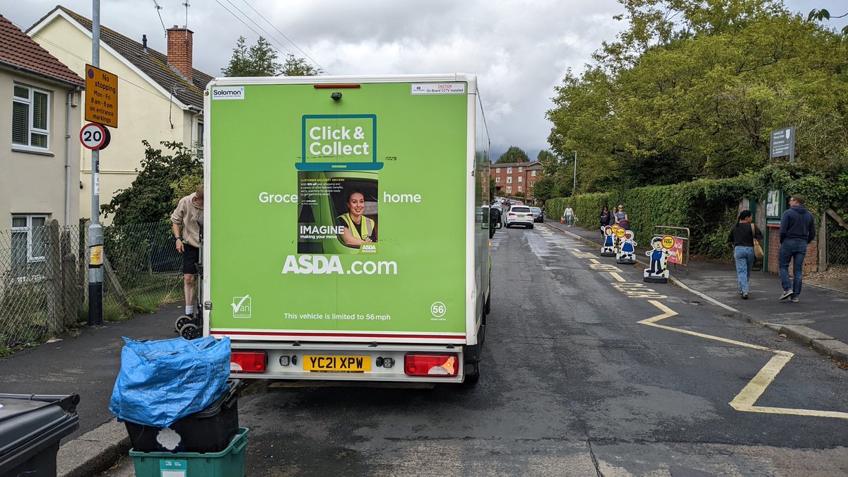 edouardminh's tweet photo. @AsdaServiceTeam hi there. This was one of your delivery vans, parked on a yellow zigzag in front of our local primary school at pick up time this afternoon. The driver was parked there for at least ten minutes. Would you agree that this is poor practice? https://t.co/hrsAK1cpOR