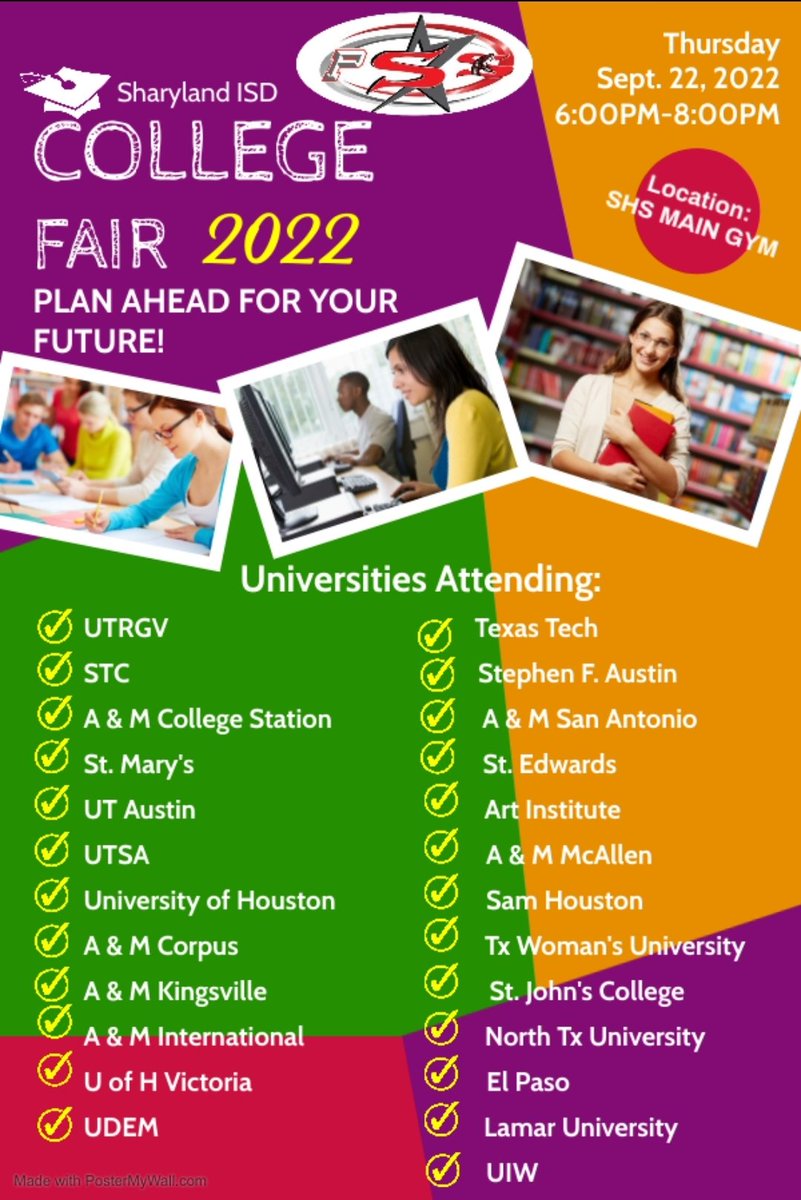 SHSClass2030's tweet photo. Sharyland ISD will be hosting our annual college fair Sept. 22nd! Please join us. https://t.co/v8PeFDdbJV
