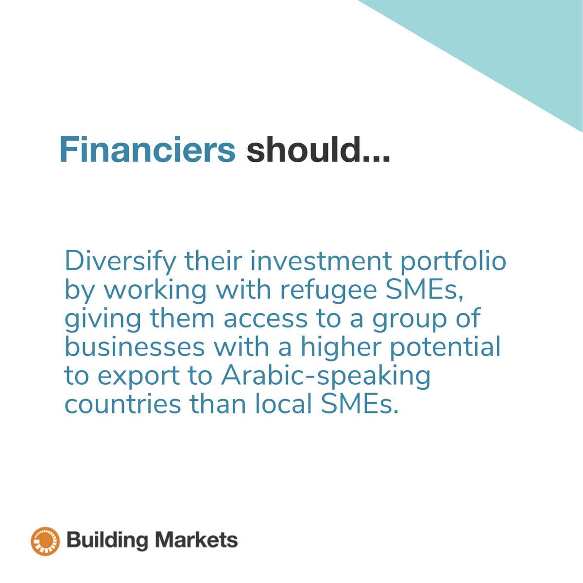 BuildingMrkets's tweet photo. How can we improve access to capital for #refugee #entrepreneurs? Check out these recommendations!
#SmallBusinessBigImpact
#BuildingMarkets https://t.co/F8XQcpNN3y