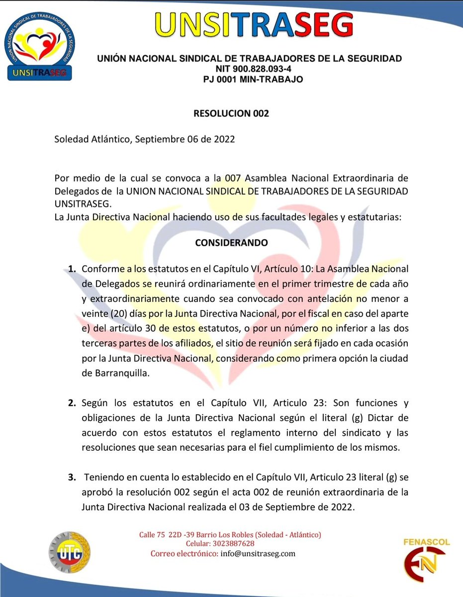 UNSITRASEGNAL's tweet photo. Asamblea Extraordinaria Nacional de Delegados UNSITRASEG https://t.co/0MpfdcMa1i