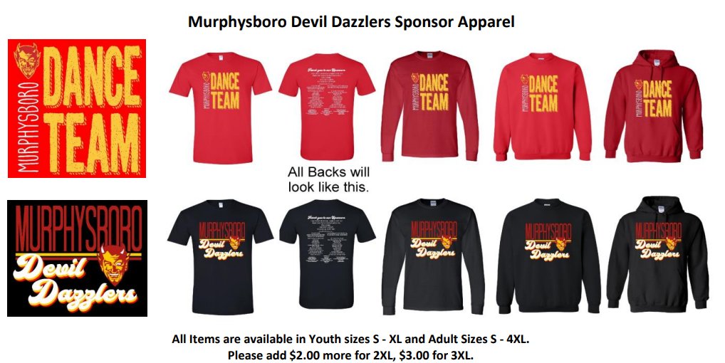 "Devil Dazzlers" Apparel ~ NOT a fundraiser! These are at base price &amp; just a way for family/friends to wear some Dazzler merch to competitions and such. Orders can be turned in to any Dazzler and are due by Sep 23rd. Thanks!! <a href="/DevilDazzlers/">Devil Dazzlers</a> 

Order Link: drive.google.com/file/d/1NBmcvR…