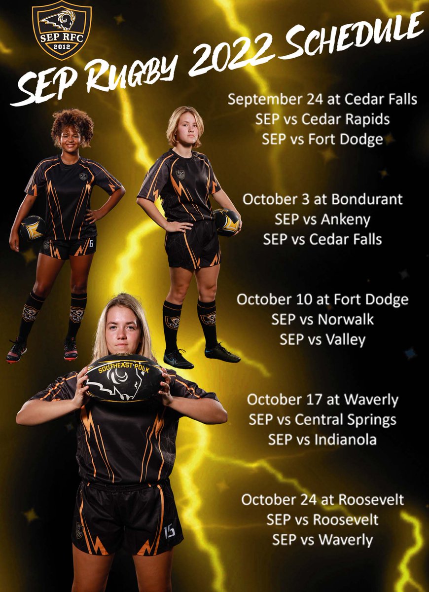 SEPRugbyClub's tweet image. The schedule is set!! Game times will be announced a few days before each match. #winstate #growinggold #webuildchampions