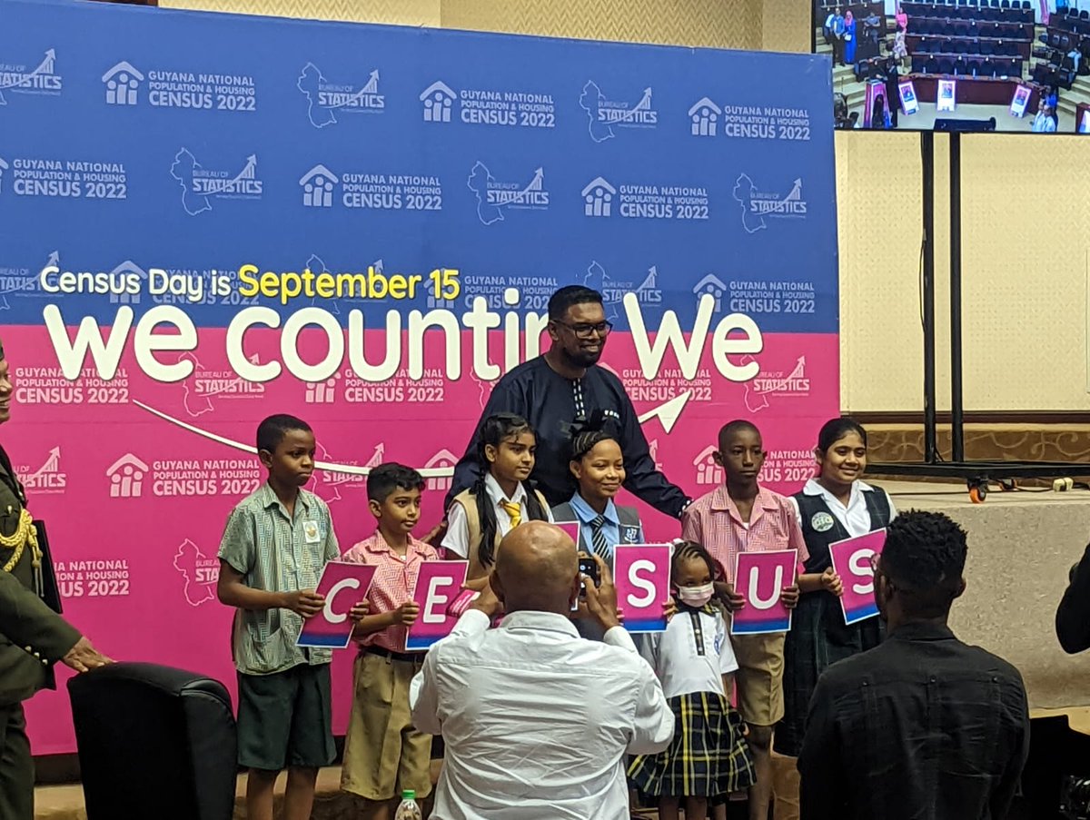 UNDPGuyana's tweet image. We are pleased to congratulate the @BureauofStatistics and the Government of Guyana on the #Census Launch #wecountinwe. @UNDPGuyana continues to extend its support to national stakeholders, including the Bureau, to build capacity for improved #datafordecisionmaking.