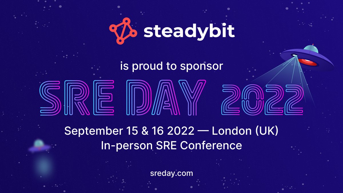 steadybitHQ's tweet photo. SRE Day 2022 is starting next week (15-16 September), and we will be there. The event agenda looks great and is filled with excellent talks. You're still on time to register and meet us there at our booth.
Get your tickets 👉 https://t.co/YJ6wj7Umcl
#SRE #reliability #community https://t.co/kZ1lfEzGzg