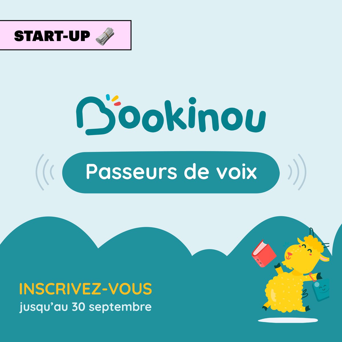 START-UP 🗞

<a href="/mybookinou/">Bookinou</a>, lance son nouveau projet de rentrée « Passeurs de voix » en collaboration avec les écoles et bibliothèques françaises 💛

Écoles et bibliothèque, vous souhaitez faire partie du projet ? 

Inscrivez-vous avant le 30 septembre mybookinou.com/passeurs-de-vo…