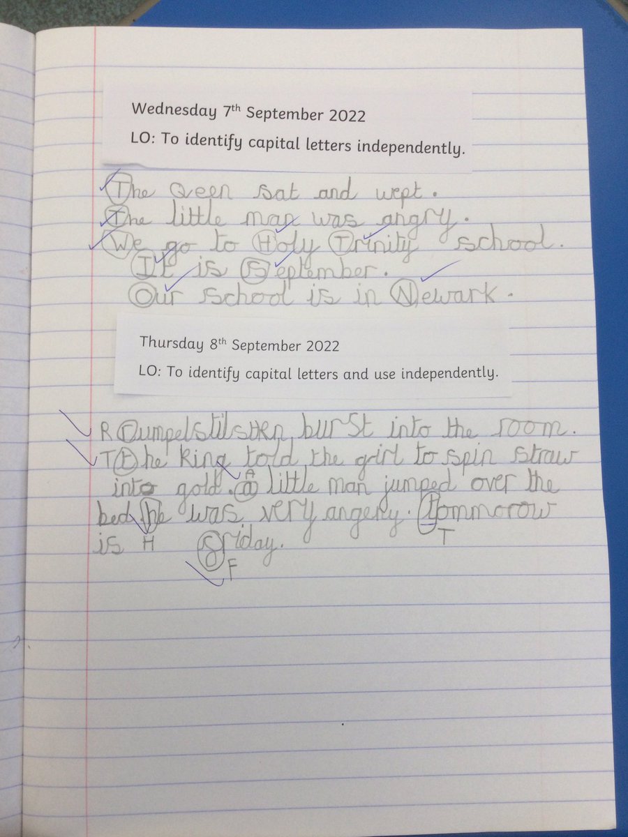 HTAClassMere's tweet photo. Year 1/2M are working so hard at writing on the line and trying our best with our presentation. Mrs Meredith made a few mistakes so we had to find the missing capital letters and help her fix them! #HTAWrites https://t.co/Vr1eMEkGlZ