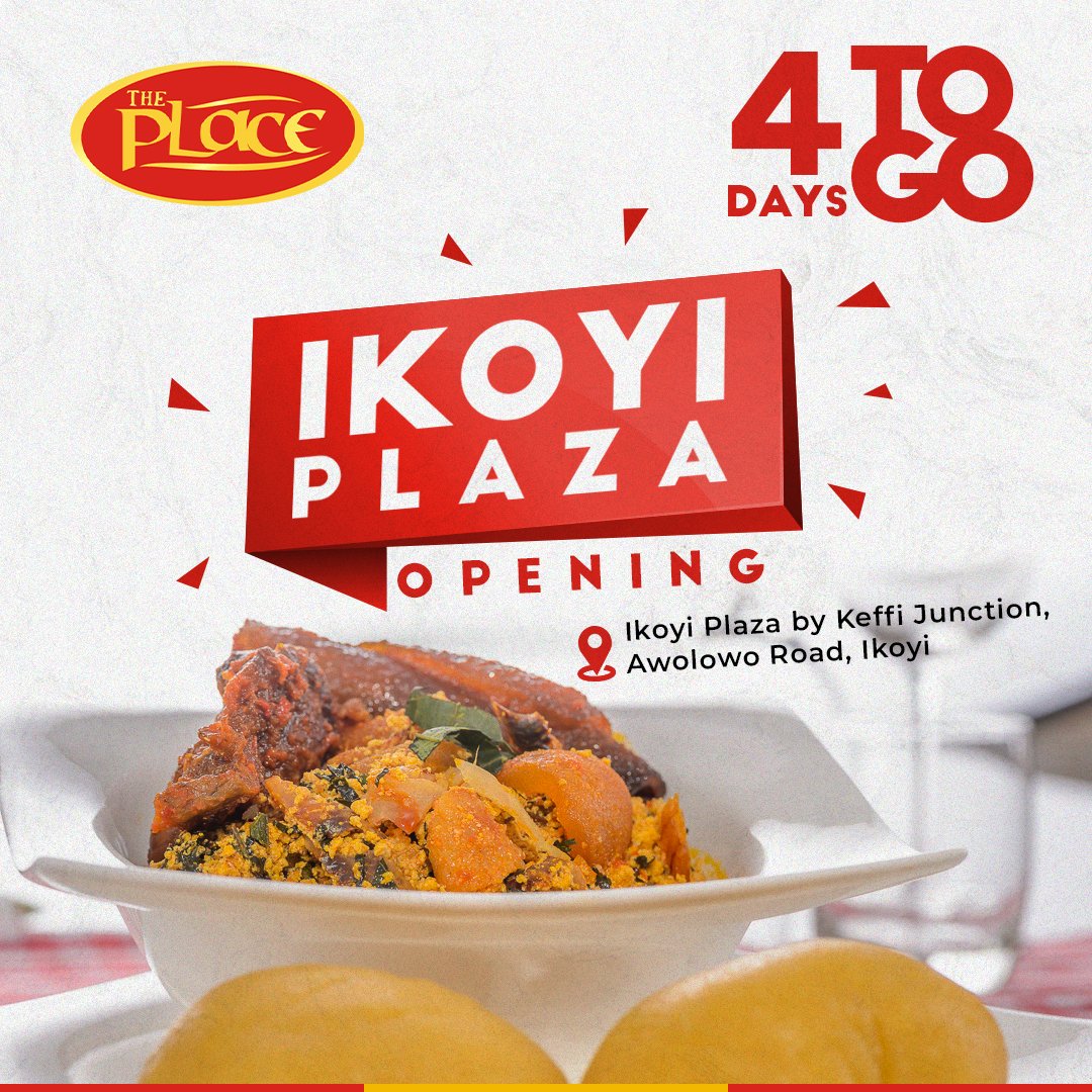 theplace_ng's tweet photo. Can you believe it?😲

The Place Ikoyi Plaza will be open in 4 days!🎉🎊

Get ready for a whole new foodified experience!!😋

We’re serving nothing but unique taste!😋

#theplacerestaurant
#theplacetobe
#theplaceikoyiplaza
#countdown https://t.co/Es1rsGbdwR