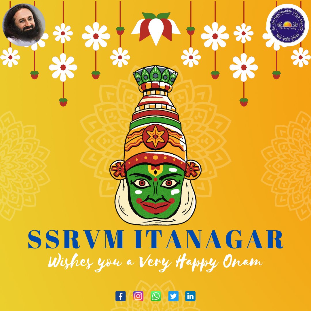 SSRVM_Itanagar's tweet photo. Onam is an annual cultural festival, in the Indian state of Kerala. A major annual event for Keralites, it is the official festival of the state and includes a spectrum of cultural events. Onam commemorates King Mahabali. #SSRVMITANAGAR wishes everyone a very Happy Onam. https://t.co/te5VsNwbrO