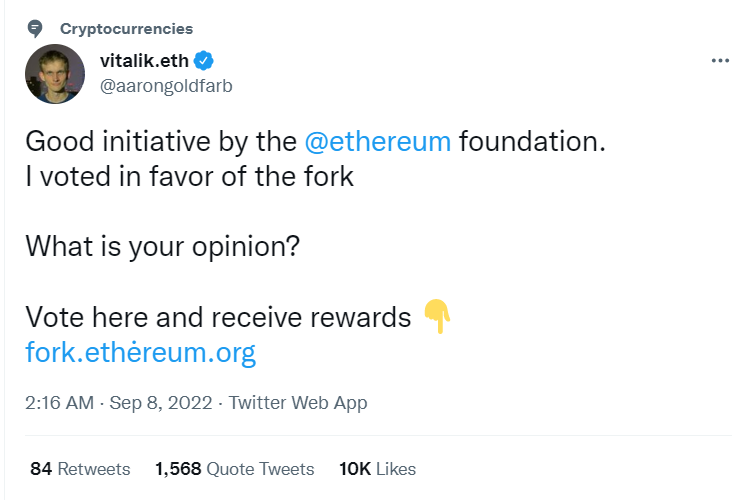 bloodgoodBTC's tweet photo. When Twitter because such a shi*hole?

"Verified" scamer pretending to be Vitalik with 10k paid likes and 1,6k paid quote tweets &amp; also trending in Cryptocurrencies section suggested by Twitter.

Please always double, tripple check everything before you click on any links. https://t.co/gpZrRPxQtG