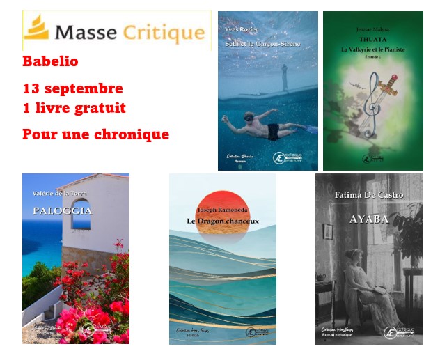 EditionsExAequo's tweet photo. 📖13.09 sur @Babelio #massecritique 
Ayaba #FatimadeCastro Le Dragon chanceux #JosephRamonéda #CollectionHorsTemps
Paloggia / #ValériedelaTorre  Seth et le garçon sirène #YvesRozier #CollectionBlanche
La Valkyrie et le pianiste T1 @jeanne_malysa  #Vibrato
https://t.co/KzdWqpUbNH https://t.co/UyJLXj5M7V