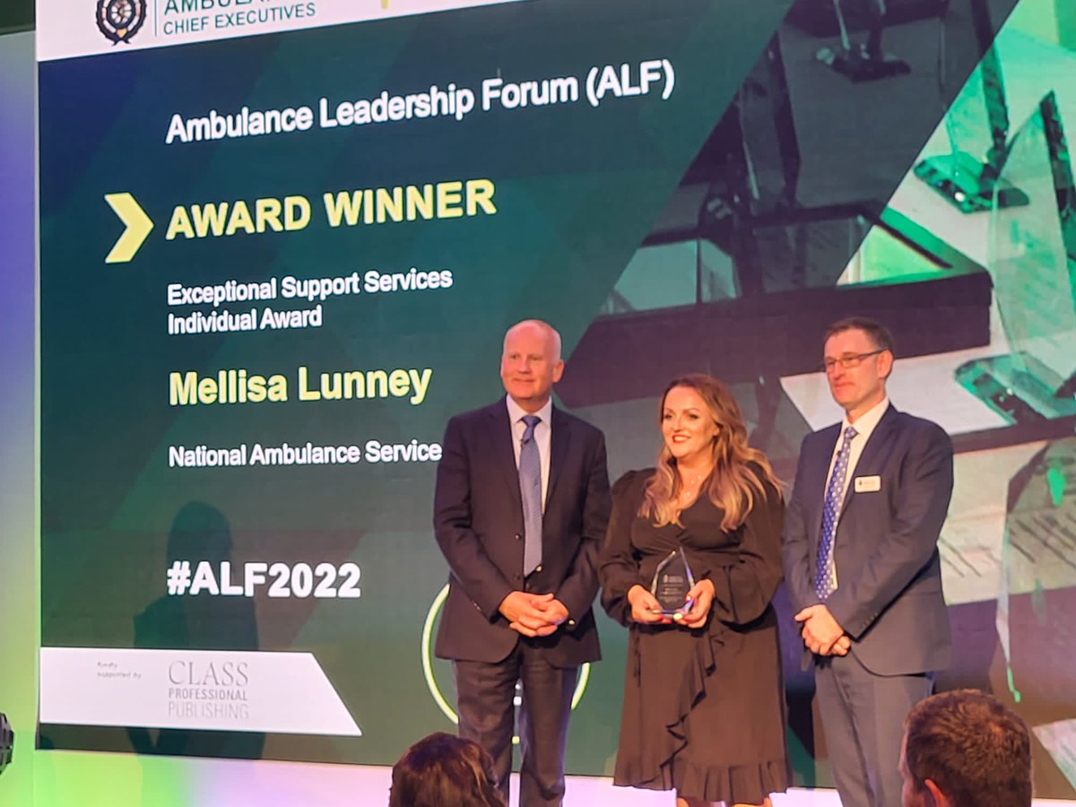 AmbulanceNAS's tweet photo. Congratulations to our own Mellisa Lunney on receiving her Outstanding Service Award as an Exceptional Support Service team member within the ambulance service at the recent #ALF2022 ceremony! https://t.co/5gvq18Gdmt