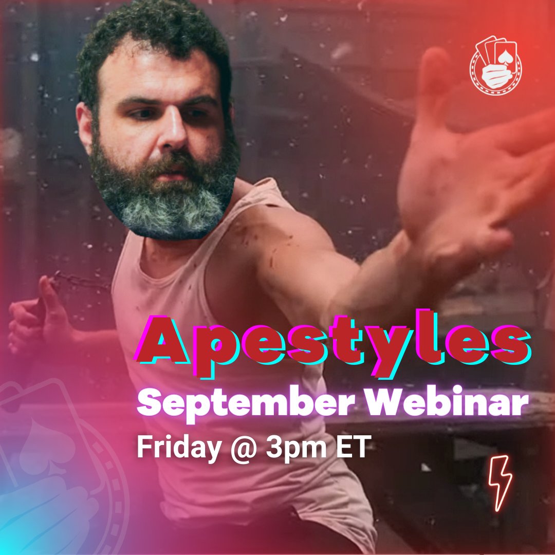 PocarrTweets's tweet photo. Apestyles is ALWAYS ready to fight for the pot!👹💥Check out his next Pocarr Webinar on Friday @ 3pm ET! #Apestyles #ApeGOAT #pocarrcoaches #pocarrwebinar #pocarr #poker #onlinepoker #pokerstaking https://t.co/28LvBm4qRb