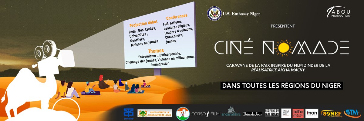 📽️ Découvrez « <a href="/cinenomade/">Caravane de la Paix inspirée du Film Zinder</a> », la Caravane de la Paix inspirée du Film #Zinder de @CatalayaMacky. Lancée mardi, elle a pour but d’amplifier la voix des jeunes, de les sensibiliser sur la préservation de la paix au Niger et de susciter des réflexions autour de cet enjeu. 🇳🇪