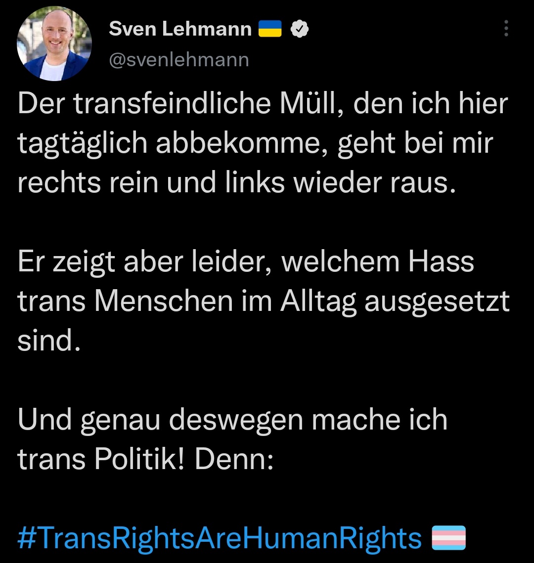 farbstark's tweet photo. #RoteLinie, wenn ein Mitglied der Bundesregierung die Sorgen von Frauen bezüglich seiner Gesetzesvorhaben als "transfeindlichen Müll" bezeichnet, der "rechts rein und links wieder raus geht". 
Gesetze werden für das ganze Volk gemacht und dürfen niemanden benachteiligen. https://t.co/WpZoA3ol6x