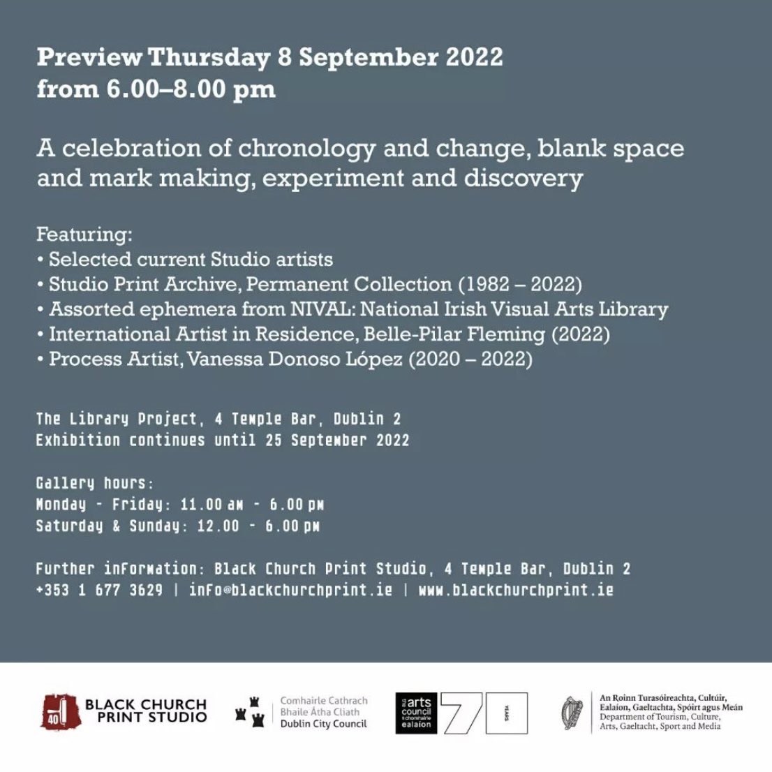 NIVAL_NCAD's tweet photo. Opens this eve 6-8pm 🎉✨ 
@BlkChurchStudio 40th anniversary exhibition ‘Emerging Practice’ curated by Donna Romano @NIVAL_NCAD @NCAD_Dublin at @TLP_says https://t.co/LXdBCLhDV8