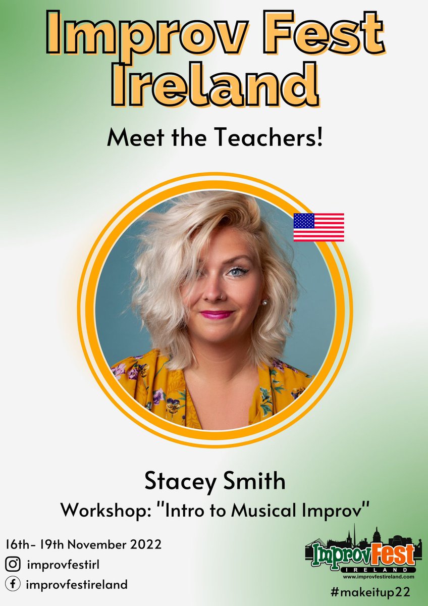 Yay it’s Stacey Smith! This wonderful human will be teaching her “Intro to Musical Improv” workshop! 
#improv #improvcomedy #improvfestival #makeitup22 #eventsindublin #thingstodoindublin
