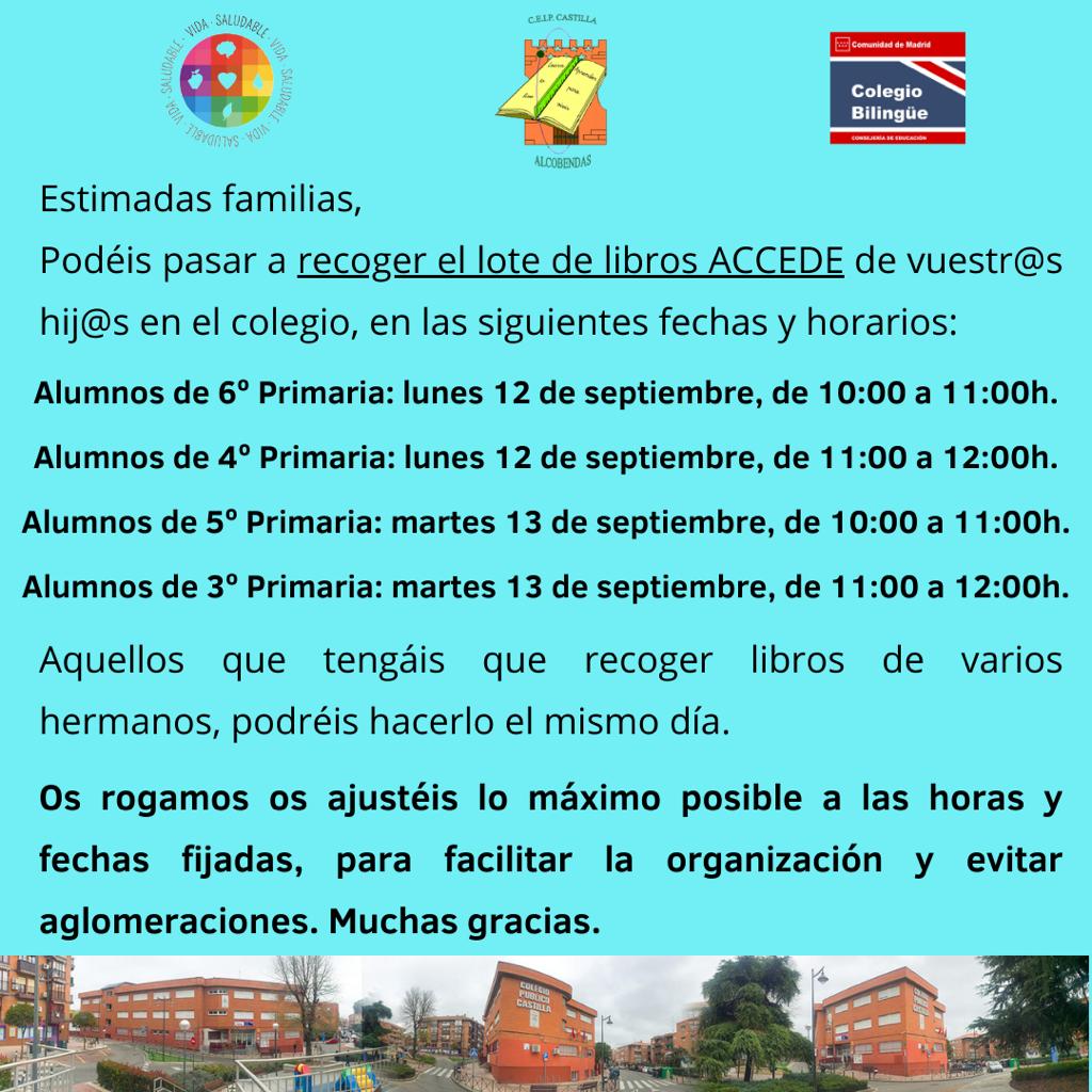 CeipCastilla's tweet photo. ¡Atención familias!, ya tenemos los libros del Programa Accede. Ayer os enviamos un e-mail con toda la información, os dejamos las fechas más importantes 👇
#colespublicos #programaACCEDE https://t.co/hi8H1vRCvs