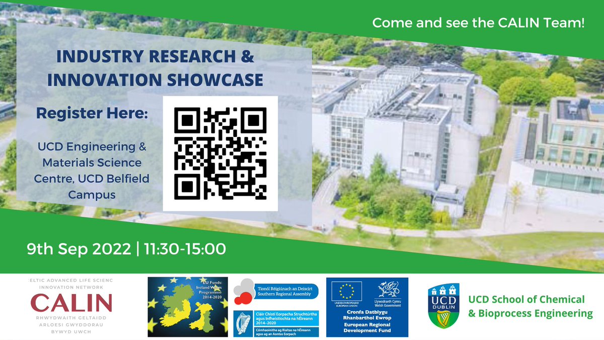 INDUSTRY RESEARCH &amp; INNOVATION SHOWCASE 
@UCD 

An opportunity to meet our researchers, to learn about the cutting edge research in SCBE and to discover how you can collaborate with us. 

 9 SEPT 22

 We are exhibiting!  

bit.ly/UCD_IndInn_22 

#IrelandWales #ERDF #WEFO