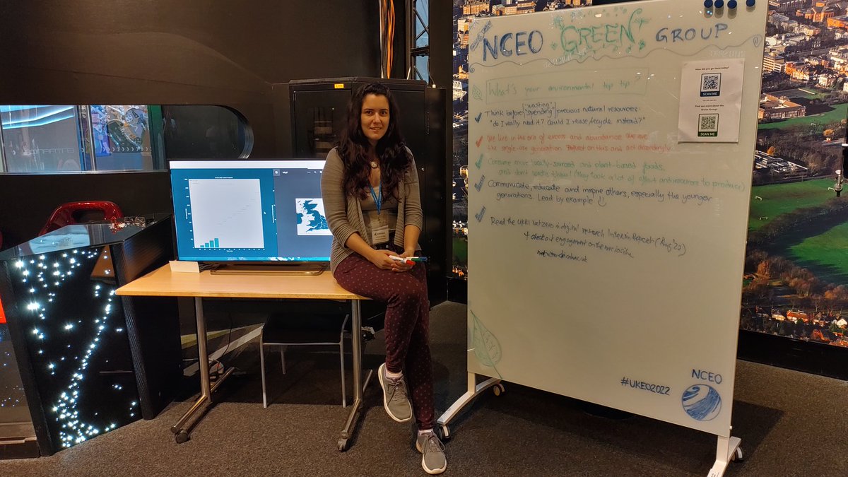 DrCristinaRuiz's tweet photo. Come and visit the #NCEO Green Group space! Share you environmental top tips on the board or in a comment below 😊🌳🛰️🌍 #UKEO2022 @NCEOscience @ElMortonSci #NetZero #ClimateEmergency https://t.co/VKWae3eNTF