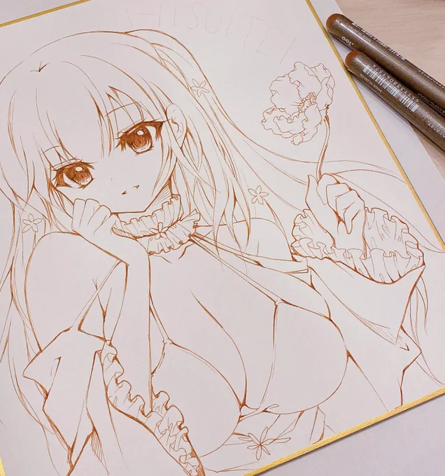 景品紹介直筆イラスト色紙(現状描きかけ)お胸上あたりにの引っかき傷ありご了承くださいあと他にイラスト缶とか。是非あててくださいませ 