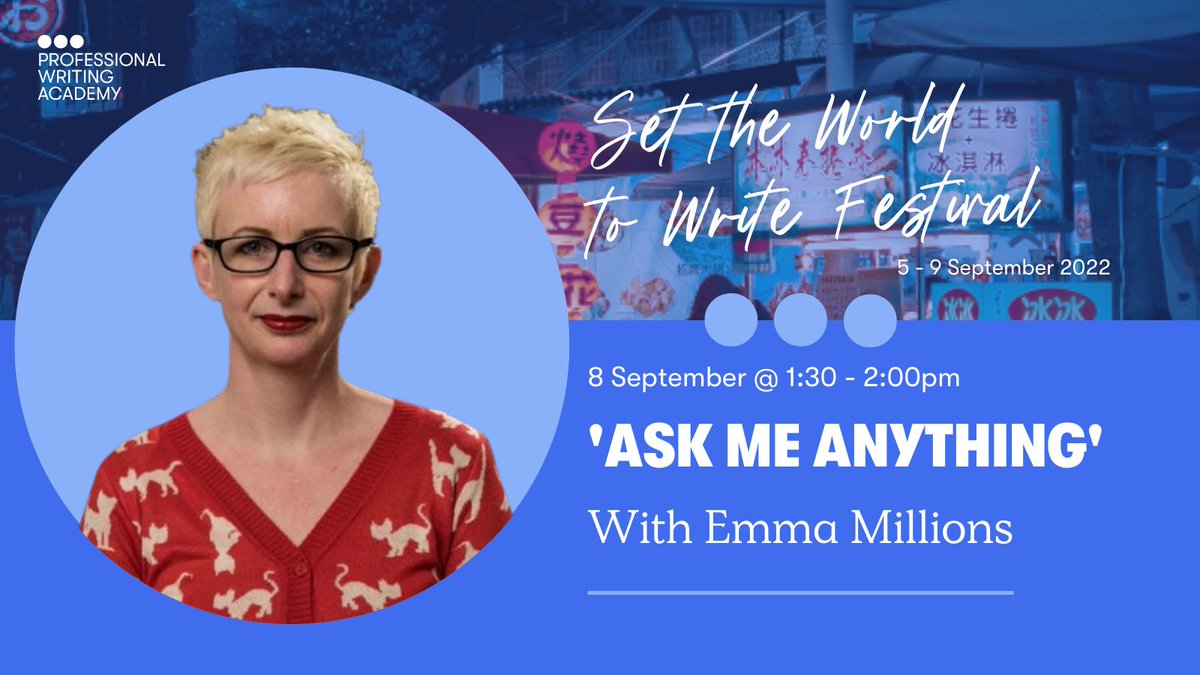 Profwriting's tweet photo. We'll be joined by the brilliant @emmamillions very soon for a session on #pitchdecks for TV and film. Got any questions about pitching your ideas? Leave them in the replies below and Emma will answer them later on π https://t.co/DuKN5tFqGq