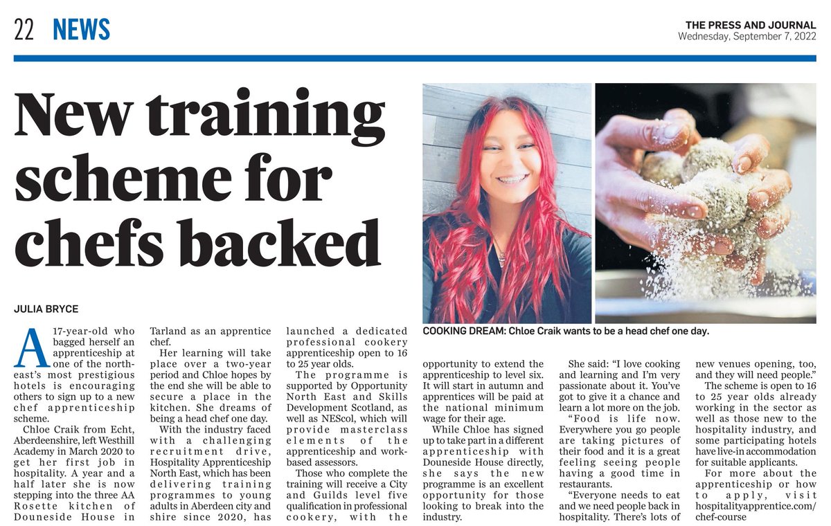 Opportunity_NE1's tweet photo. It’s great to be part of this new @HANEapprentice career pathway into hospitality for aspiring chefs to help attract the critical skills the sector needs for growth 👇
https://t.co/zjh0fjk8fc
#OpportunityNorthEast #TransformingOurRegion @skillsdevscot @NESCollege https://t.co/FkRgZg7mll