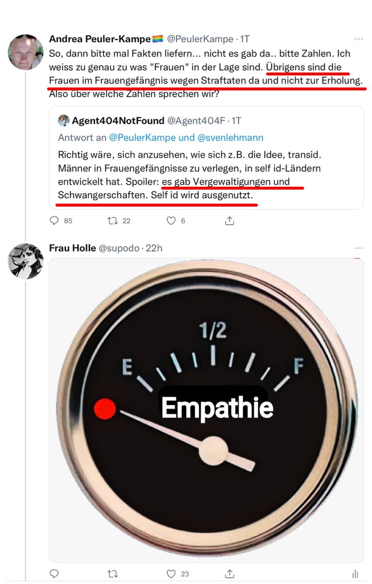 farbstark's tweet photo. #RoteLinie
wenn Frau Peuler-Kempe von den Grünen mögliche Vergewaltigungen von Frauen in Frauengefängnissen damit abtut, sie seien schließlich nicht zur Erholung dort.
Also trifft es dort die richtigen? Bemerkenswertes Verständnis von Rechtsstaatlichkeit. @Die_Gruenen https://t.co/mJs0cXzjP1
