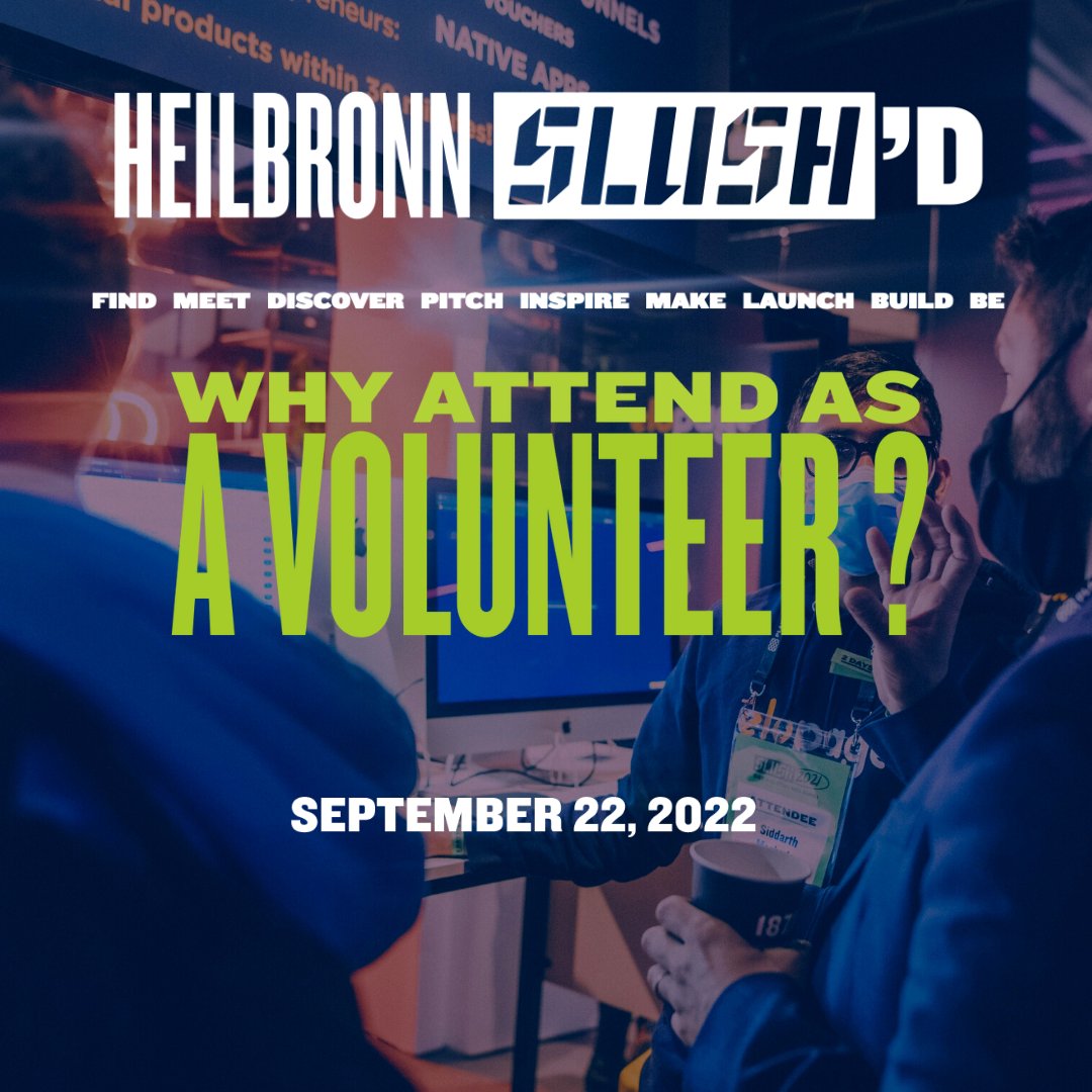 Are you ready to take your first step on your path to becoming a startup #founder, #operator, or #VC? Do you want to take part in creating a unique festival and show your strengths?
Then volunteer for the ONE – Heilbronn Slush’D on September 22, 2022!
👉hubs.li/Q01lRjR80