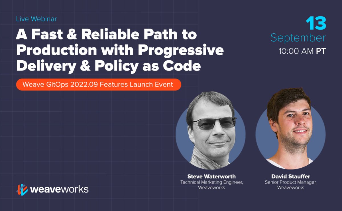 weaveworks's tweet photo. 📢 Calling all App Developers &amp; Platform Operators, join us next week when we showcase new features in Weave GitOps which will drastically accelerate your path to production, with less friction and with more security!
Register at: https://t.co/VQvJMvSkBK https://t.co/xflYQ4DpVo