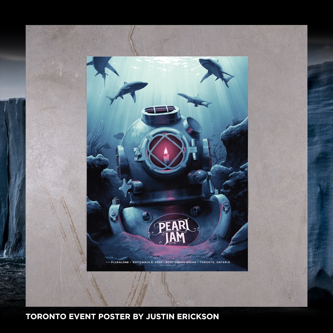 mrtsurt's tweet photo. Toronto's own @justinericksonart brings us tonight's @PearlJam event poster for the bands show at Scotiabank Arena.
Merchandise opens outside at 1pm.
#TSURT #PearlJam #PJMerch #EventPoster #RockPoster https://t.co/VDwLUuPUGQ
