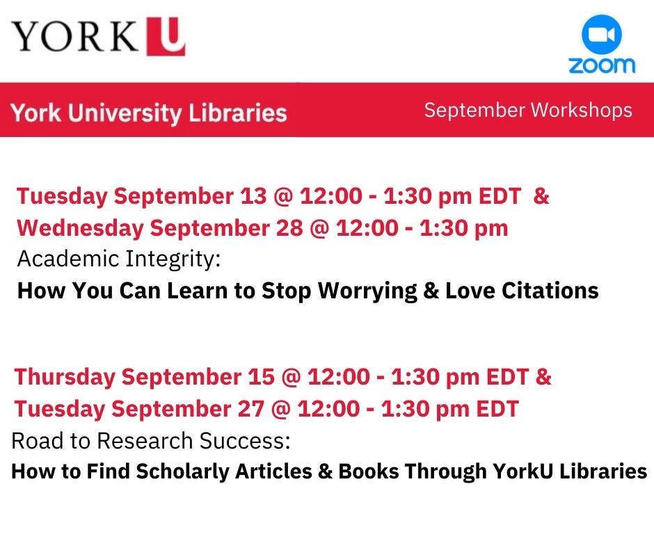 September YorkU Libraries Workshops.
Register: bit.ly/YorkULibraryWo…
#YorkU