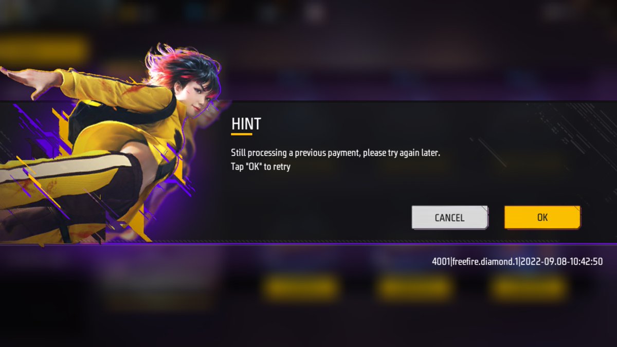 joras95's tweet photo. I’ve got no any previous pending payments but also always getting this error. How can it be solved? @FreeFire_NA @freefireeu @FreefirePkyt @IndiaFreeFire 
#garenafreefire #freefire #paymentissue #FreeFire #freefireindia https://t.co/HZ2KGf9fCu
