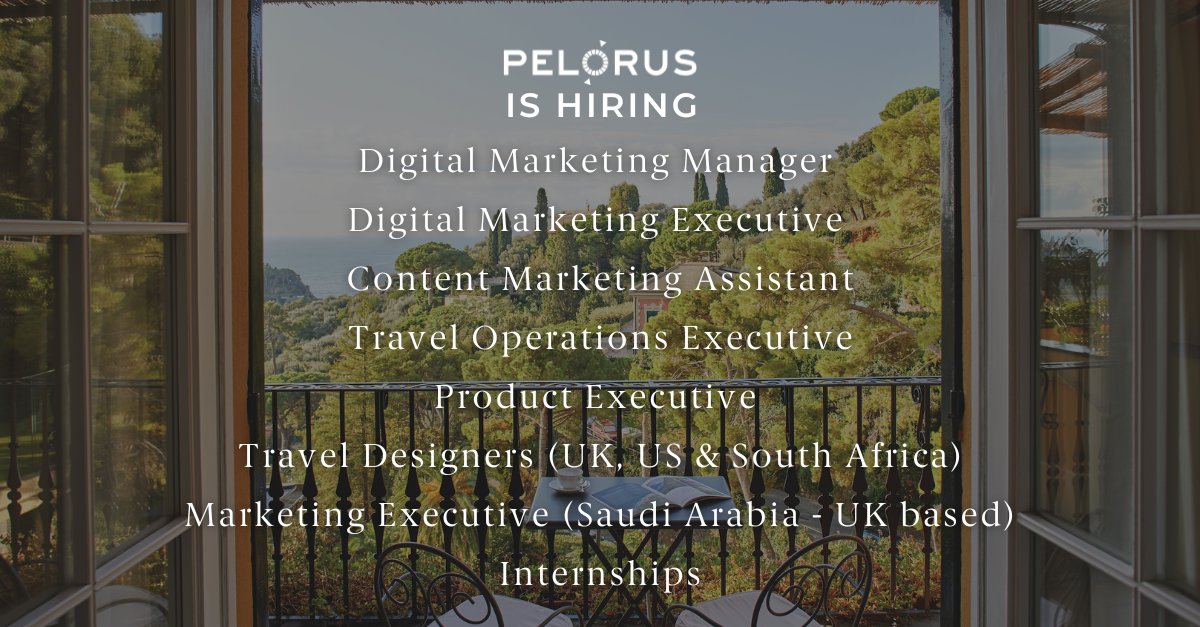 🚀 We are #hiring! 🚀

Looking to begin or advance your career in travel? Join our team in planning extraordinary, innovative travel experiences across the globe: pelorusx.com/about/careers/

#recruitment #travel #luxurytravel 📷 Belmond Hotel Splendido