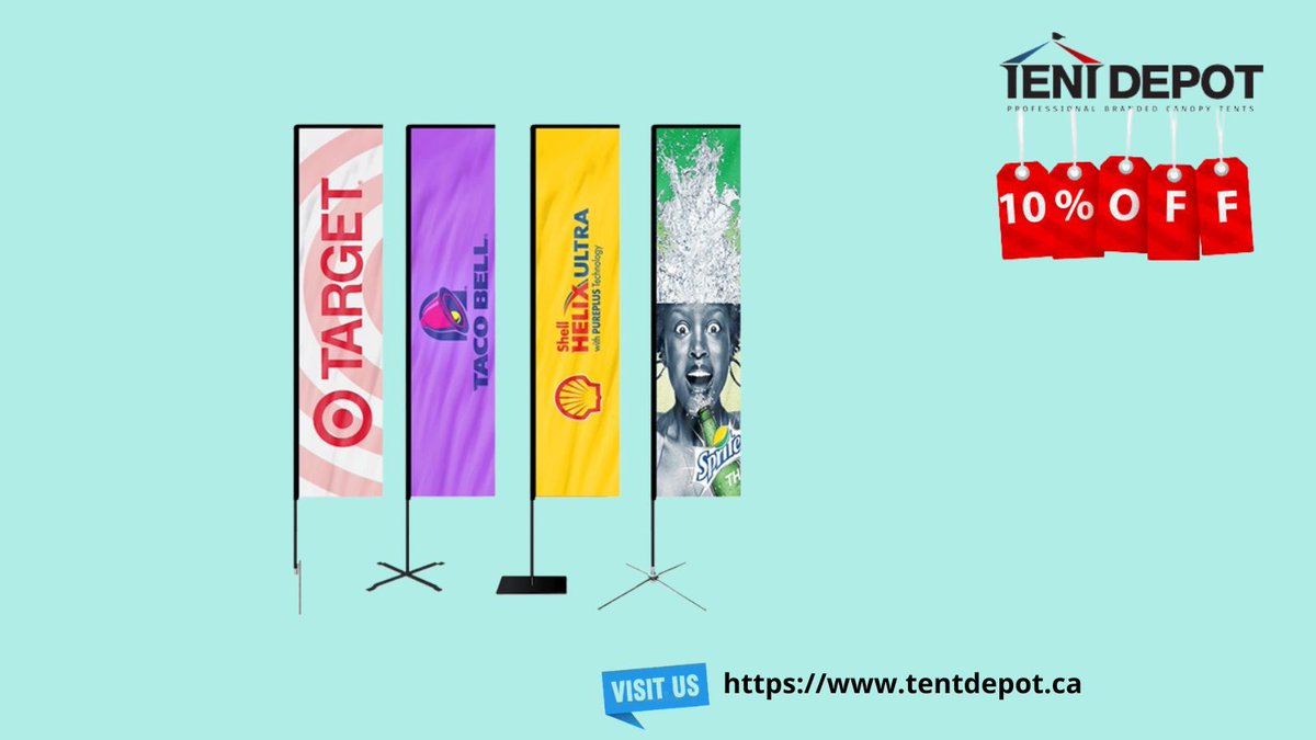 DepotTent's tweet image. Our #fetherflags are an excellent way to catch the public's attention indoors or outside in the wind with these brilliantly designed flags. Visit Us: 
Email : sales@tentdepot.ca
Website: tentdepot.ca
#popupcanopy