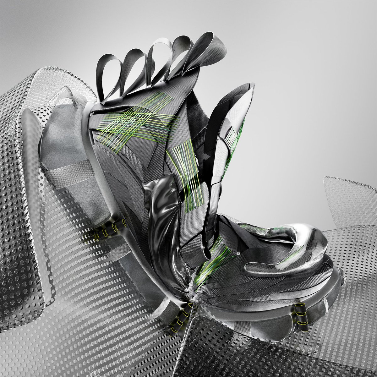 Key visuals from XKR_001 PATCH 🌋🟠

#design #footwear #procedural #tailoring