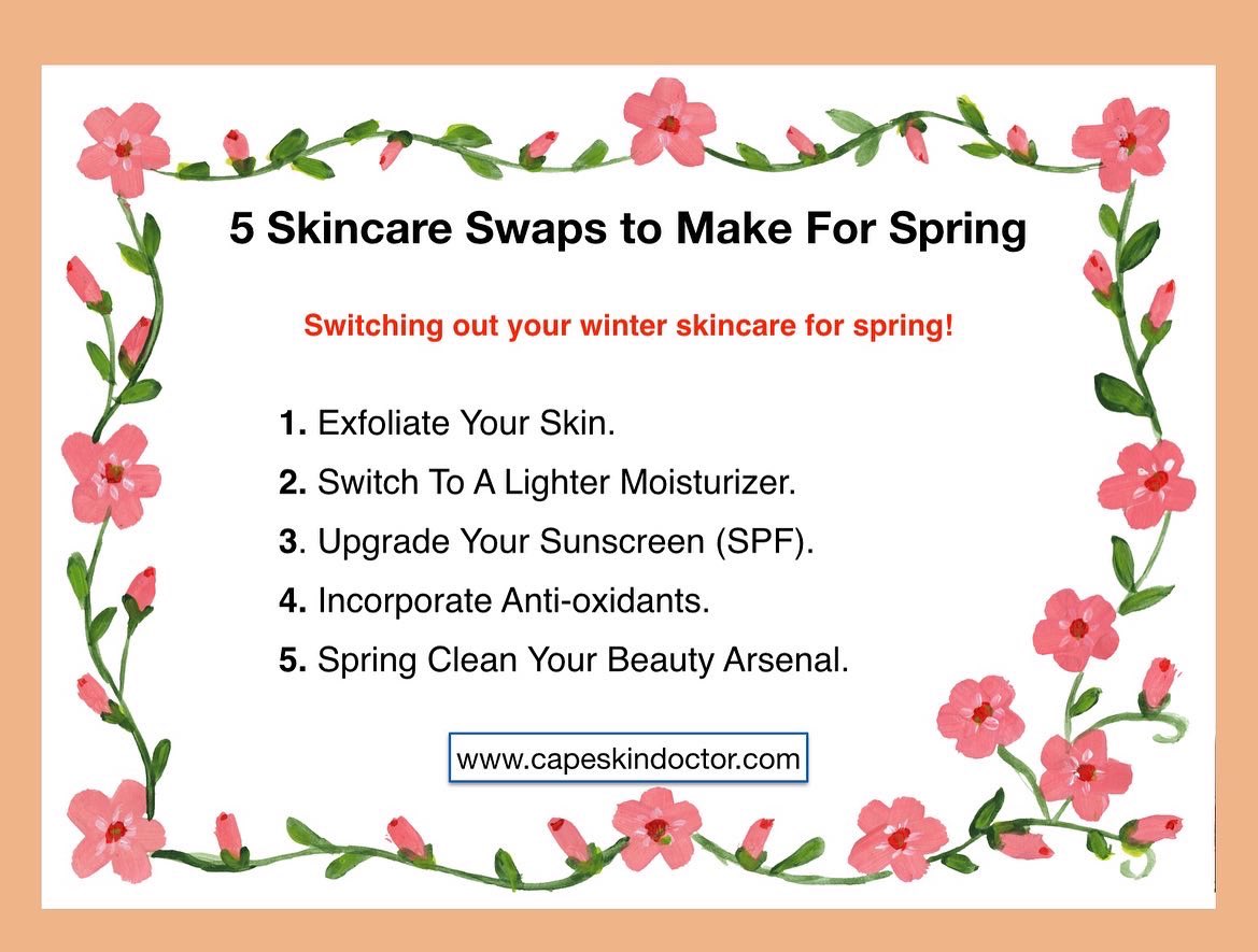 CapeSkinDoctor's tweet photo. Spring is a time of renewal: birds singing, flowers blooming, and your skin emerging from a cocoon of intensive winter and chapstick. Your skin is ready for a shift in seasonal skin care. It's time for an update to your spring skincare routine! #skincare #skincareroutine https://t.co/DjpgbMcEyh