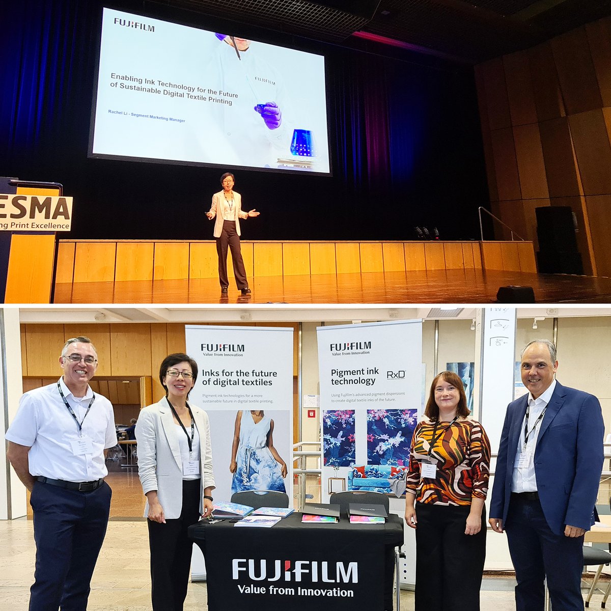 FujifilmInk's tweet photo. Our colleagues are at the #Textile Printing & Sustainability Conference talking about developments in digital pigment textiles. Learn about Fujifilm #ink & #dispersions for a more sustainable future in digital #textileprinting: https://t.co/tVxJ9Y0vg4
#TPS2022 #inkjet #printing https://t.co/nv8SRgKAwE