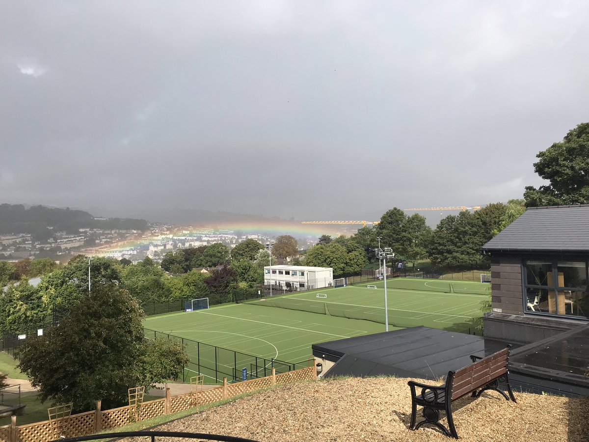 kesbathMaths's tweet photo. There’s a Year 13 Functions question in here somewhere…sneaky double rainbow over KES. https://t.co/3Wy419Tgxr