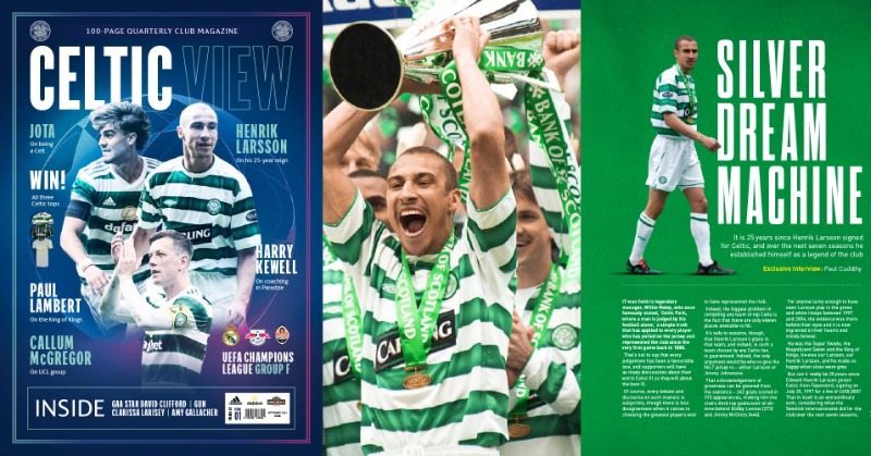 CelticFC's tweet photo. It’s been 25 years since Henrik Larsson walked through the doors of Celtic Park and when he left seven years later, he wasn’t simply known as Larsson, he was known as the King of Kings👑.

The new 100-page quarterly @CelticView magazine is available in all Celtic retail outlets.