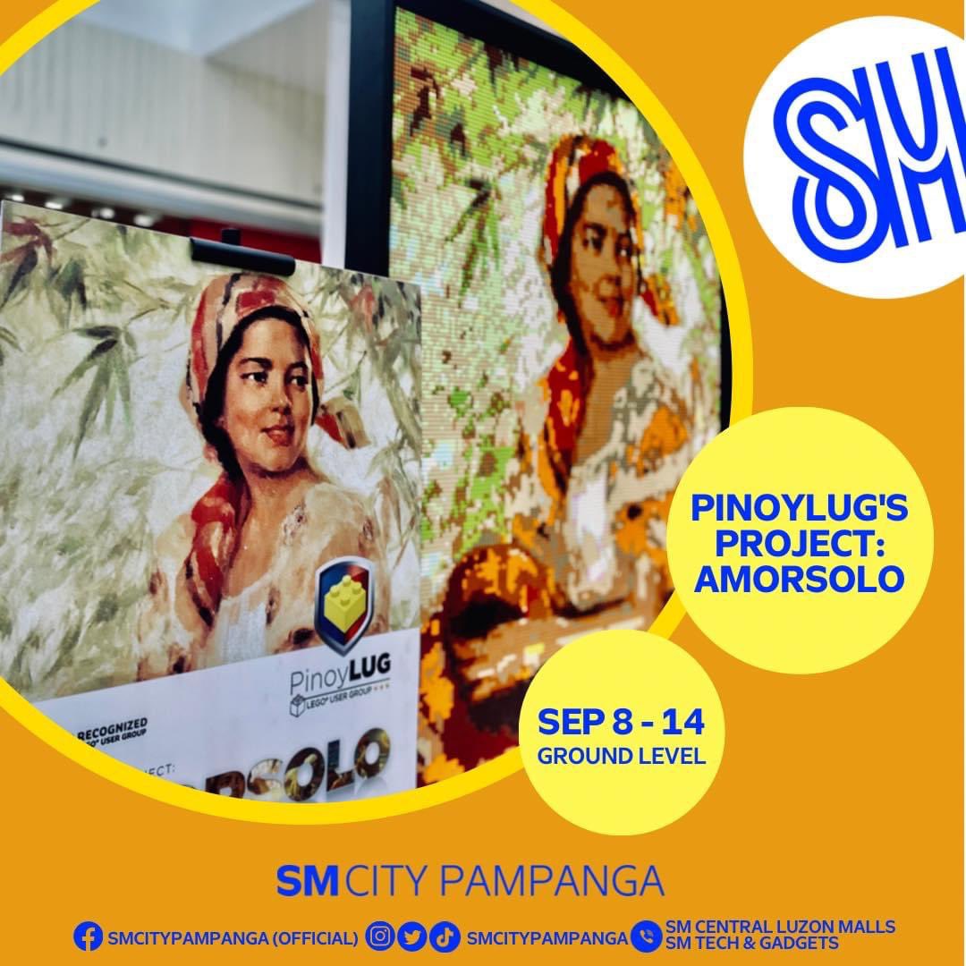 PINOYLUG's tweet photo. Project AMORSOLO at SM City Pampanga! See the unique &amp; original concept  of 3 great works of Fernando Amorsolo into remarkable LEGO® mosaic art. Exhibit runs from 8-14 September 2022 at Global Fashion Wing.

#ProjectAMORsoloAtSMSupermalls
#MasterBuildersOfGoodVibes https://t.co/4TQzIQ6yqX