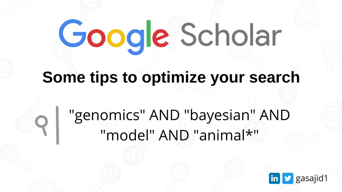 GASajid1's tweet photo. 💡Some tips to optimize your search in #GoogleScholar - 🧵for researchers  #SearchStrategy #SystematicReview #MetaAnalysis #SQL #GoogleSearch #GoogleAlgorithms #DataScience #PakDataSci https://t.co/3nS2tCUSOH